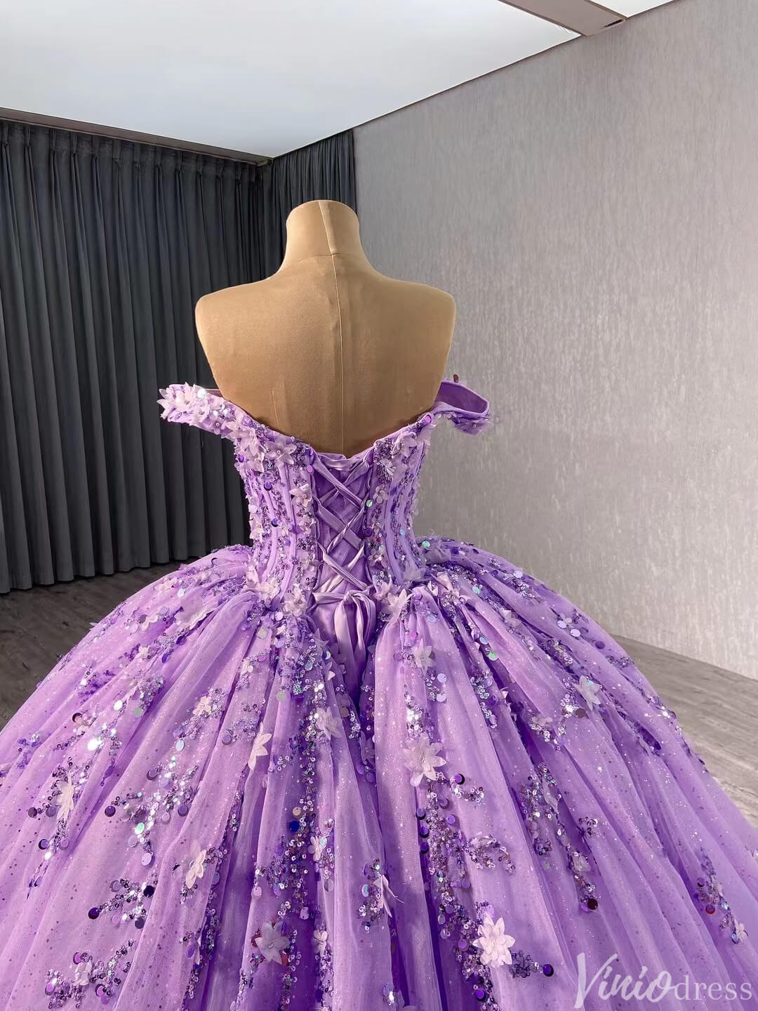 Pink Beaded Floral Wedding Dresses Sparkly Off the Shoulder Quinceanera Dress 241028-Quinceanera Dresses 2025 -Viniodress-Pink-Custom Size-