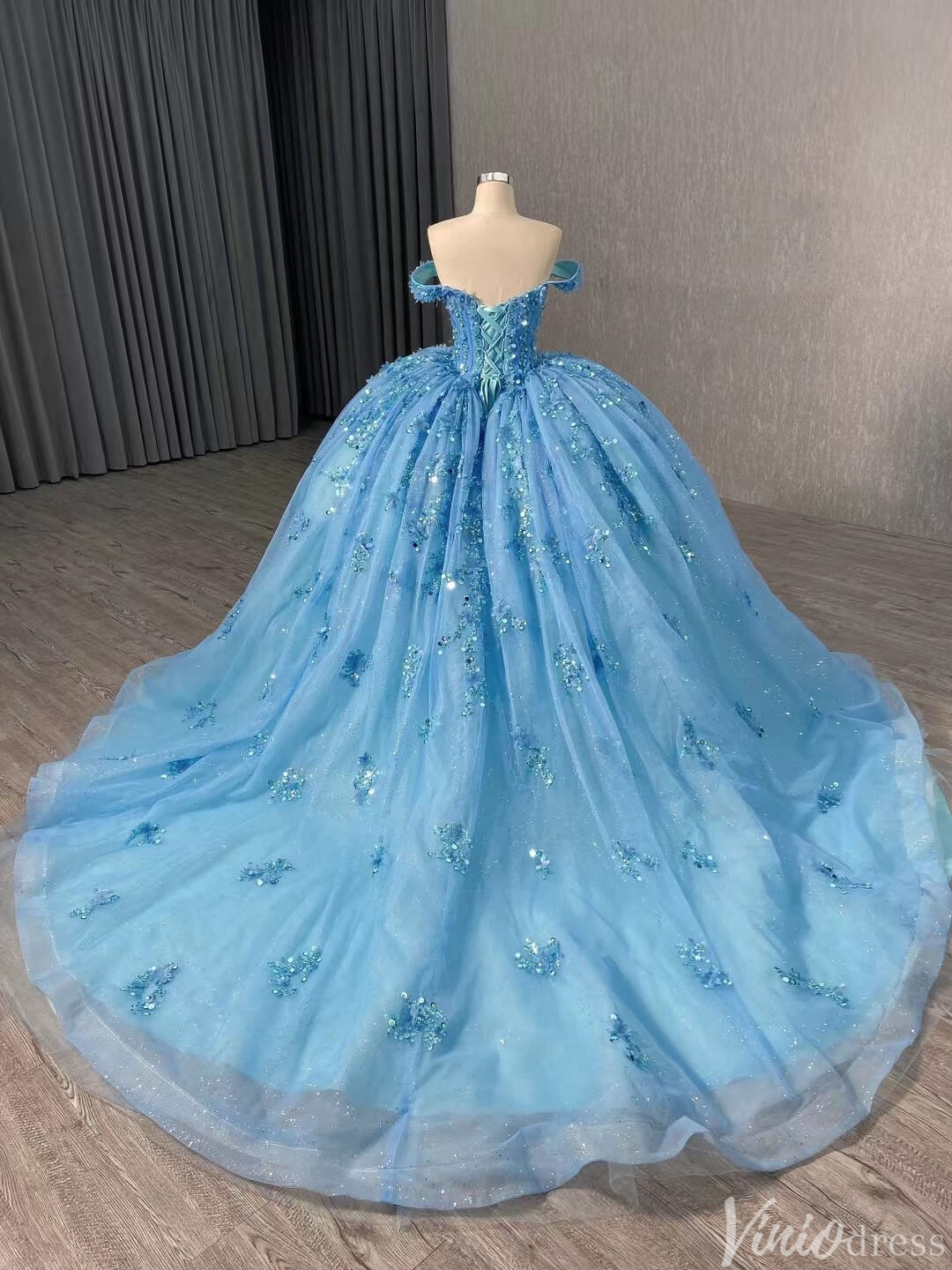 Pink Beaded Floral Wedding Dresses Sparkly Off the Shoulder Quinceanera Dress 241028-Quinceanera Dresses 2025 -Viniodress-Pink-Custom Size-