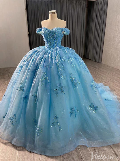 Pink Beaded Floral Wedding Dresses Sparkly Off the Shoulder Quinceanera Dress 241028-Quinceanera Dresses 2025 -Viniodress-Pink-Custom Size-