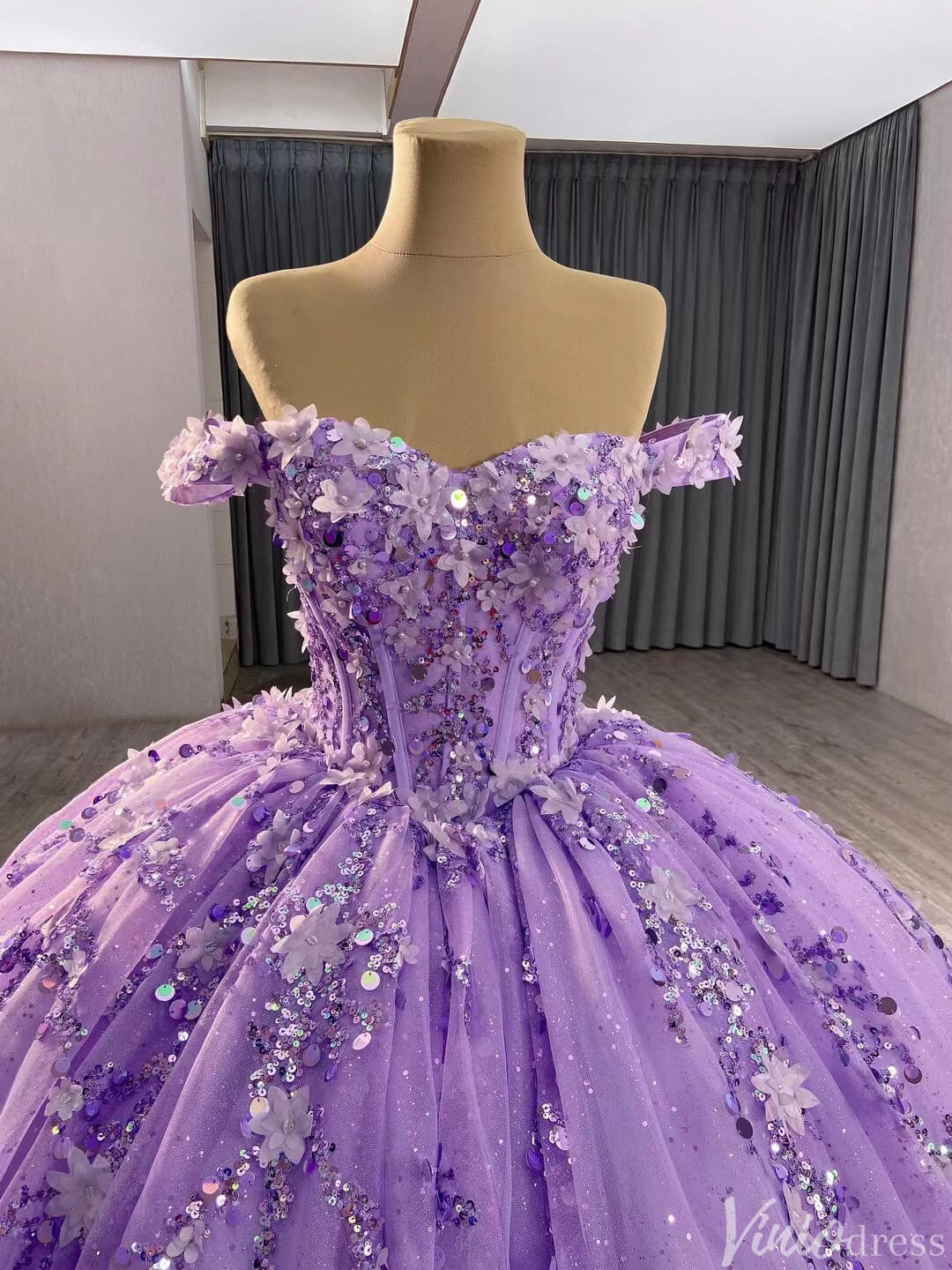 Pink Beaded Floral Wedding Dresses Sparkly Off the Shoulder Quinceanera Dress 241028-Quinceanera Dresses 2025 -Viniodress-Pink-Custom Size-