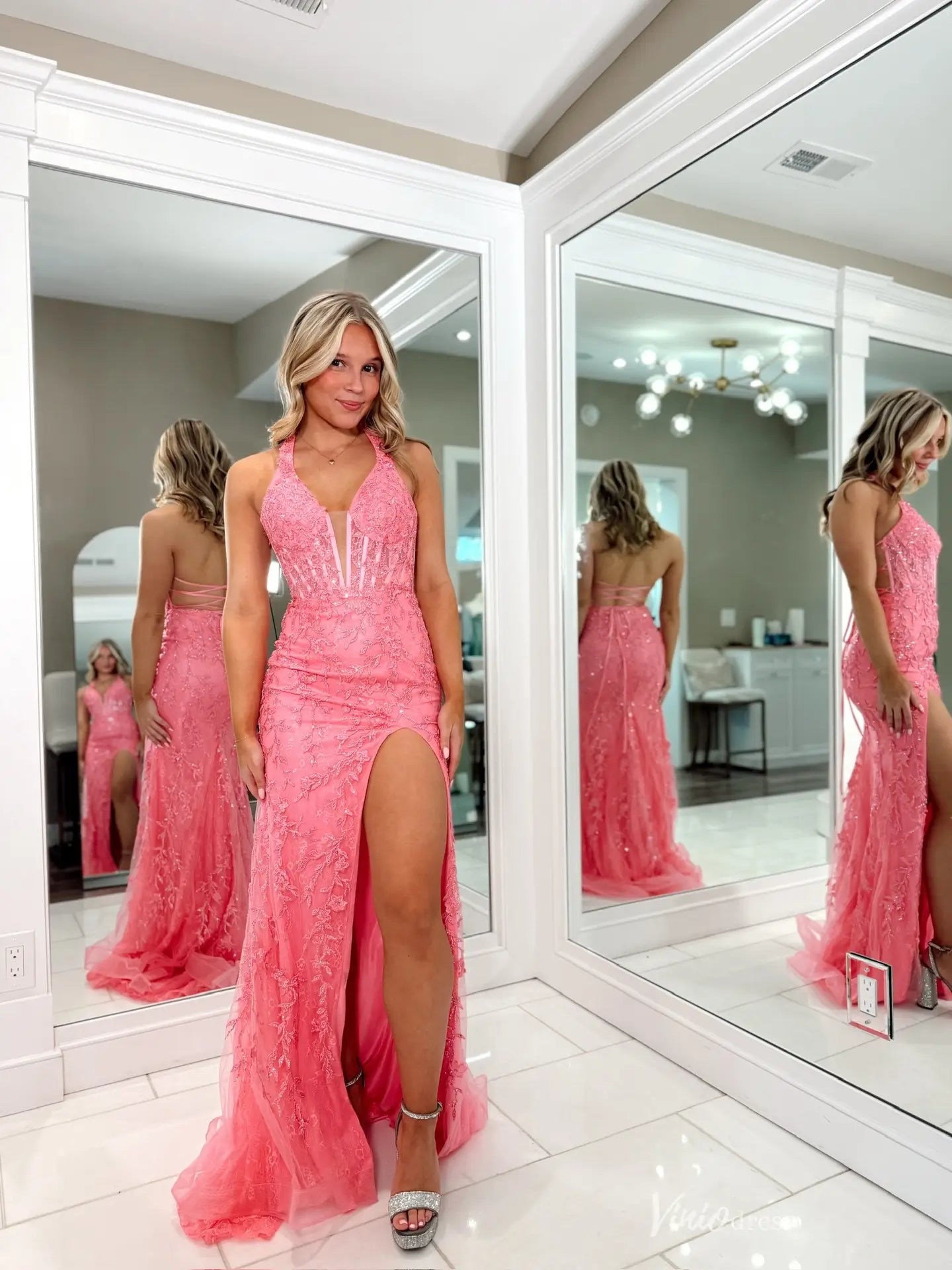 LP058不转-Prom Dresses 2026-Viniodress-Pink-Custom Size – Add Measurements in Cart-