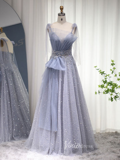 Pink Beaded Shimmer Prom Dresses Dusty Blue Evening Dress 20097-Evening Dresses 2025 -Viniodress-Dusty Blue-US 2-