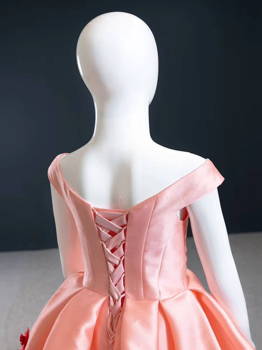 Pink Floral Ball Gown For Little Girls Pageant Dresses FD1142C-Pageant Dresses for Kids 2025 -Viniodress-As Picture-Custom Size-