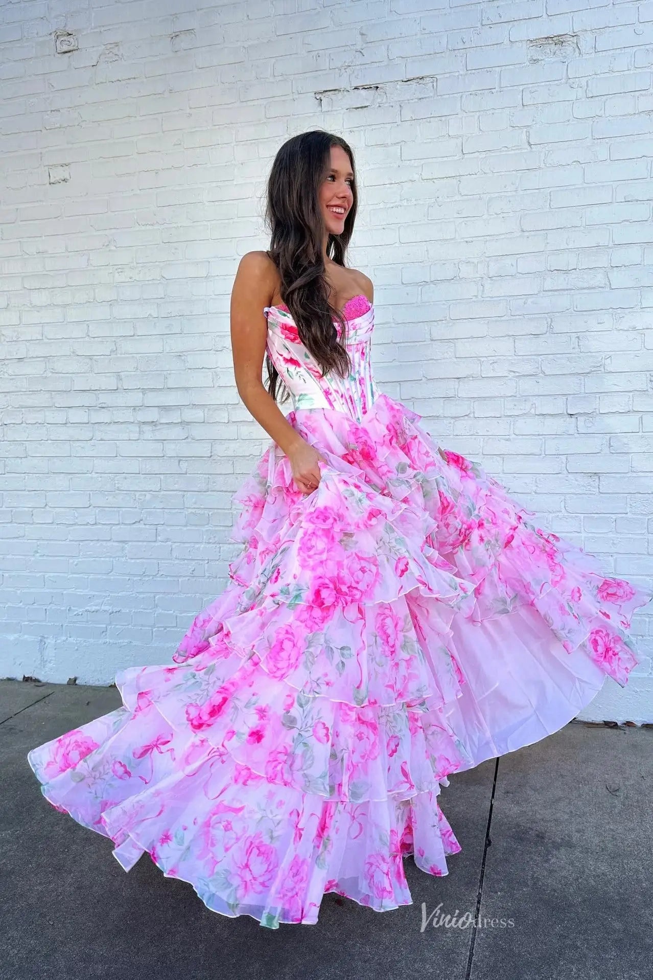 RF055-Prom Dresses 2026-Viniodress-Pink-Custom Size-