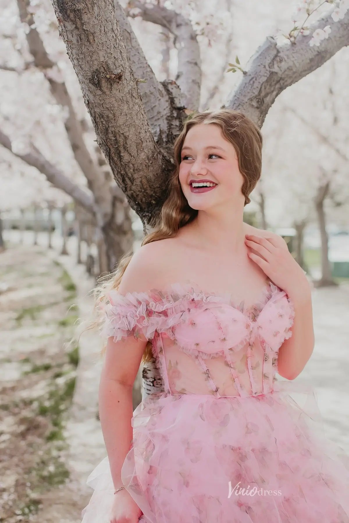 RF034-prom dresses 2026-Viniodress-Pink-Custom Size-