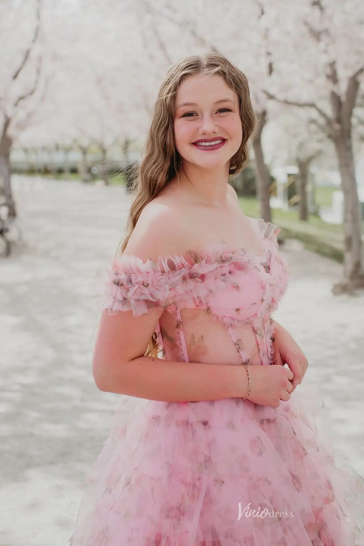 RF034-prom dresses 2026-Viniodress-Pink-Custom Size-