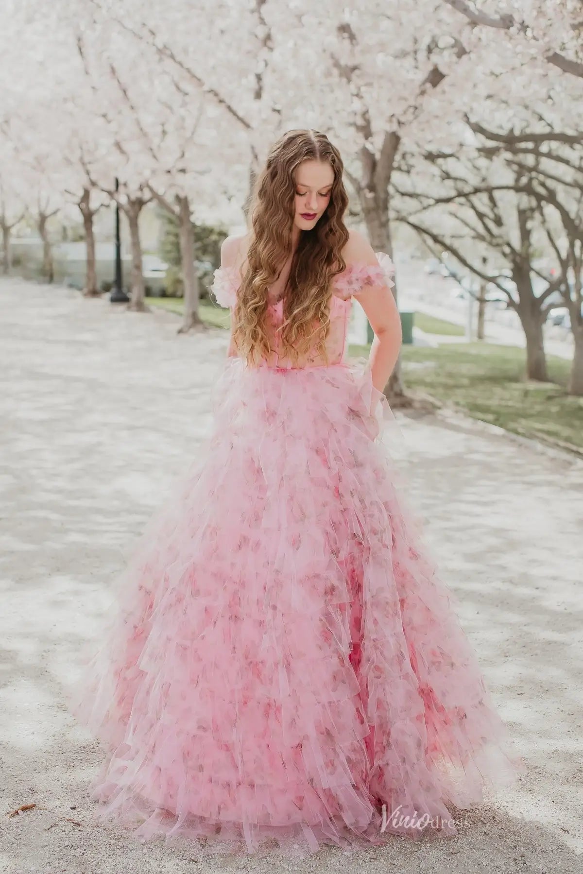 RF034-prom dresses 2026-Viniodress-Pink-Custom Size-