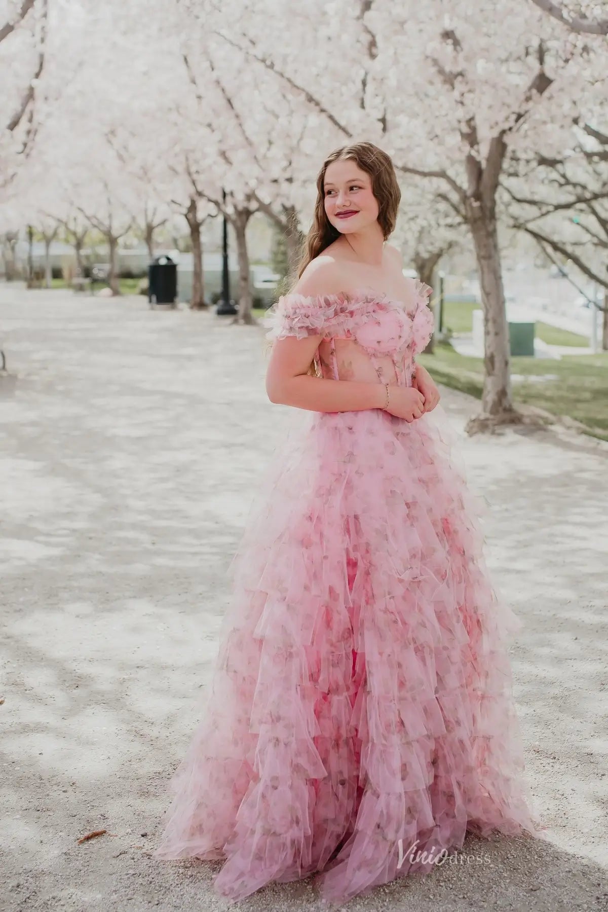 RF034-prom dresses 2026-Viniodress-Pink-Custom Size-