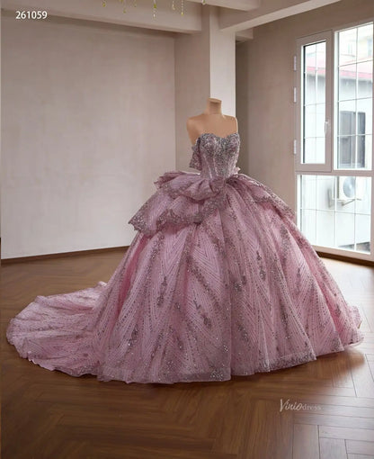 261059 80cm train-Quinceanera Dresses 2026-Viniodress-Pink-Custom Size – Add Measurements in Cart-
