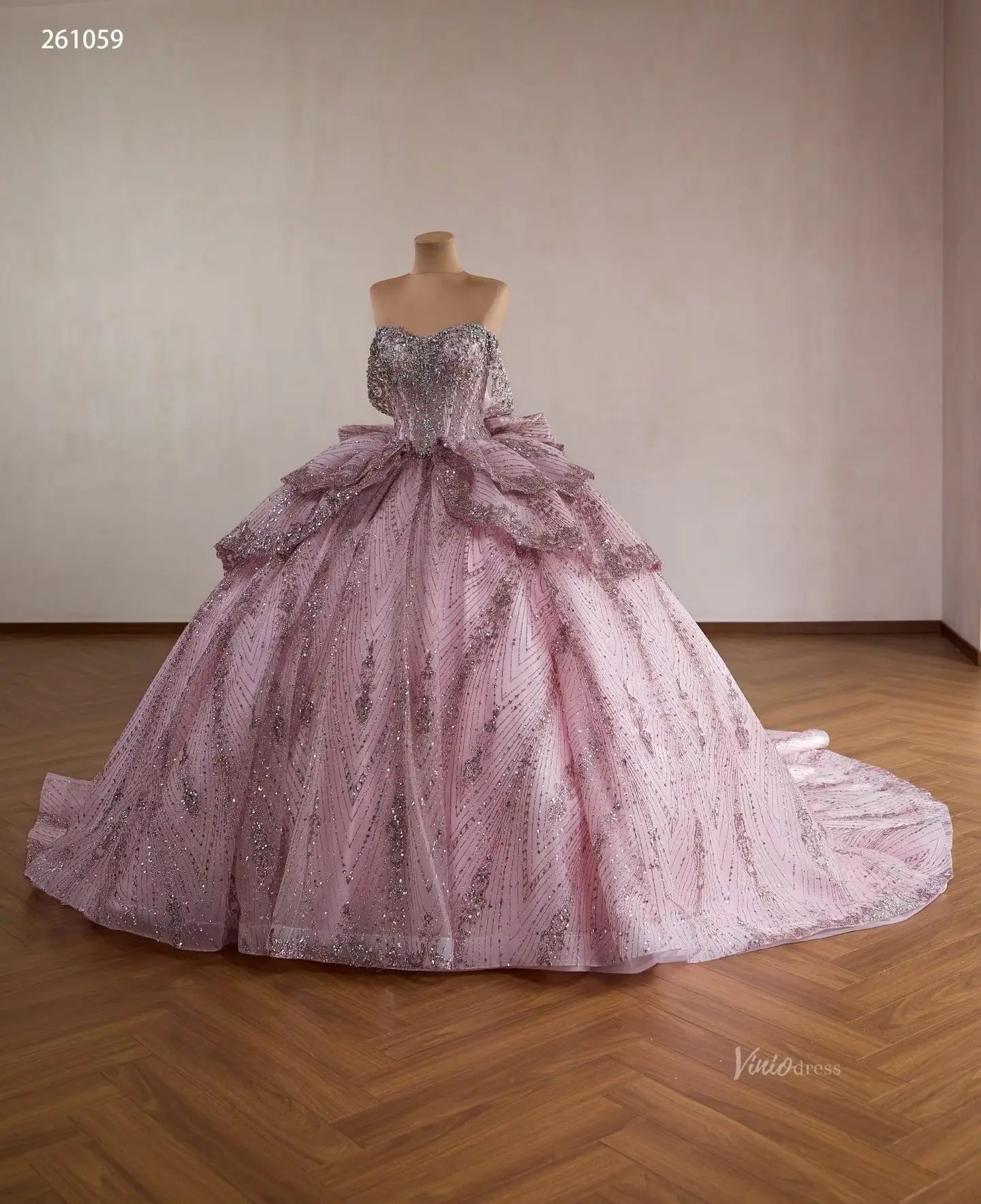 261059 80cm train-Quinceanera Dresses 2026-Viniodress-Pink-Custom Size – Add Measurements in Cart-