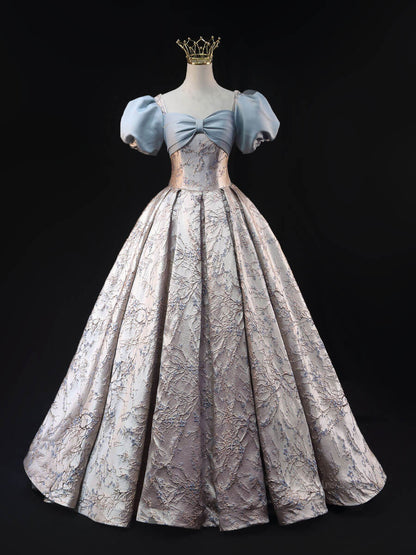 Pink Jacquard Prom Dresses with Puffed Sleeve, Corset Back, Quinceanera Dresses SU001-prom dresses 2025 -Viniodress-Pink-Custom Size-