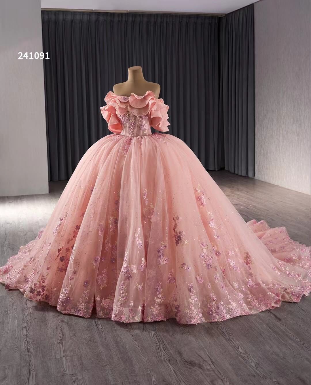 Pink Lace Applique Layered Wedding Gowns Convertible Quince Dress 241091-Quinceanera Dresses 2025 -Viniodress-Pink-Custom Size-