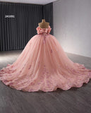 Pink Lace Applique Layered Wedding Gowns Convertible Quince Dress 241091-Quinceanera Dresses-Viniodress-Viniodress