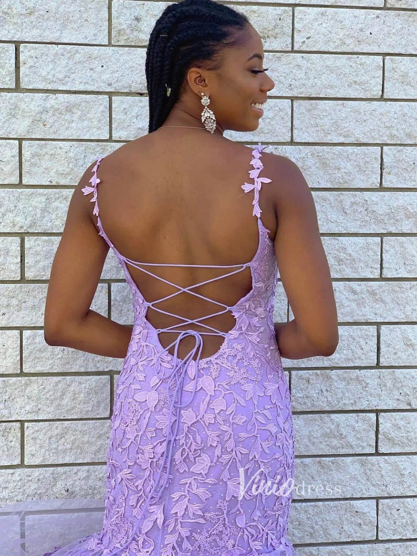 Prom Dress 2025 Pink Lace Appliqued Mermaid Prom Dresses Lace up back FD1250C-unique prom dresses-Pink-Custom Size-Viniodress