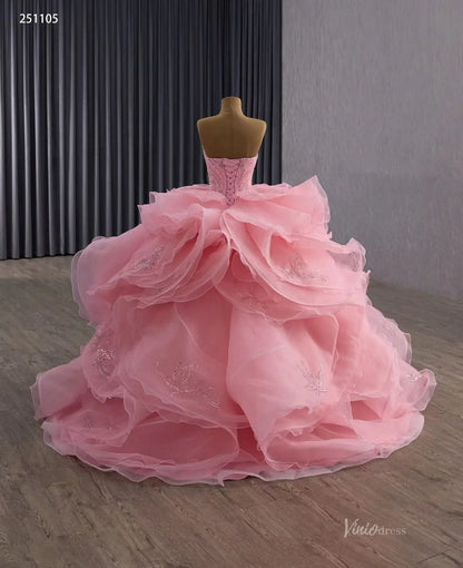 Off the Shoulder Layered Ruffle Ball Gown Wedding Dresses VW1821-wedding dresses 2026-Viniodress-Ivory-Custom Size-