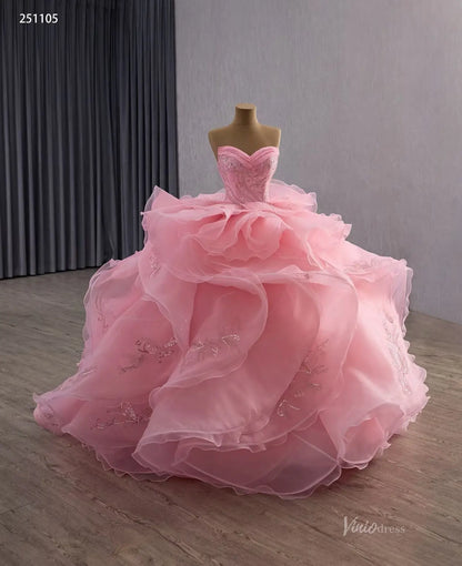 Off the Shoulder Layered Ruffle Ball Gown Wedding Dresses VW1821-wedding dresses 2026-Viniodress-Ivory-Custom Size-