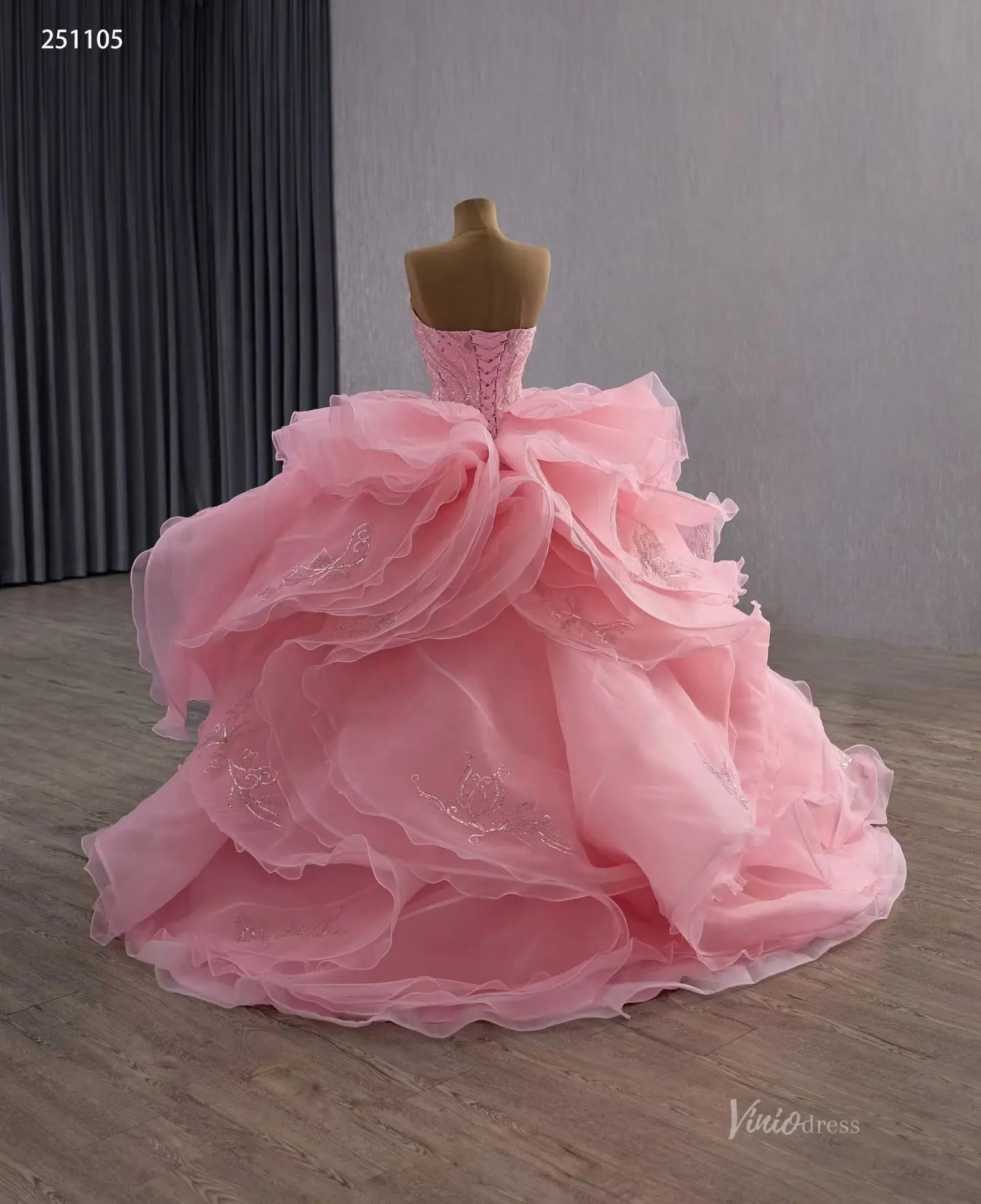 Off the Shoulder Layered Ruffle Ball Gown Wedding Dresses VW1821-wedding dresses 2026-Viniodress-Ivory-Custom Size-