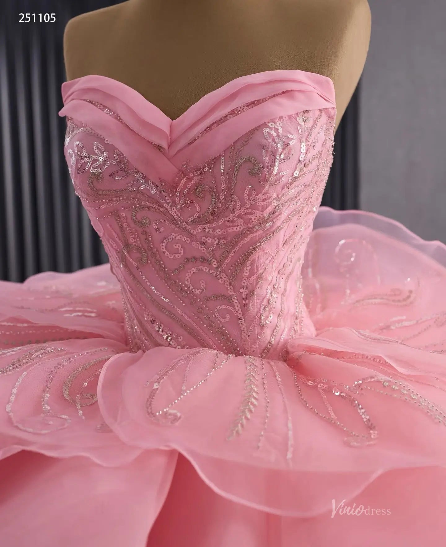 Off the Shoulder Layered Ruffle Ball Gown Wedding Dresses VW1821-wedding dresses 2026-Viniodress-Ivory-Custom Size-