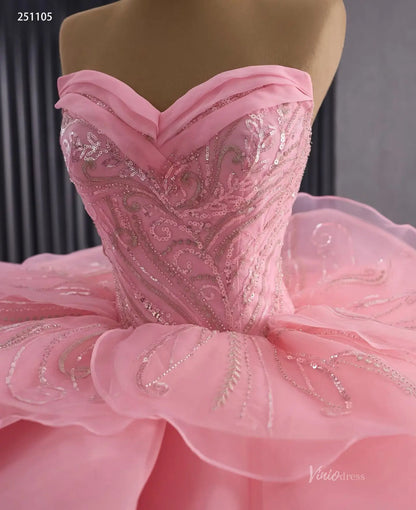 Off the Shoulder Layered Ruffle Ball Gown Wedding Dresses VW1821-wedding dresses 2026-Viniodress-Ivory-Custom Size-