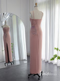 Pink Mermaid Evening Dresses with Slit Spaghetti Strap Mother of the Bride Dresses AD1146-prom dresses-Viniodress-Viniodress