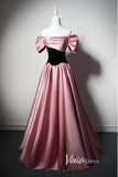 Pink Off the Shoulder Prom Dresses Puffed Sleeve Formal Dress AD1028