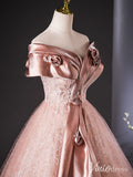 Pink Off the Shoulder Quinceanera Dresses Sparkly Lace Ball Gown AD1382-prom dresses-Viniodress-Viniodress