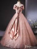 Pink Off the Shoulder Quinceanera Dresses Sparkly Lace Ball Gown AD1382-prom dresses-Viniodress-Pink-Custom Size-Viniodress