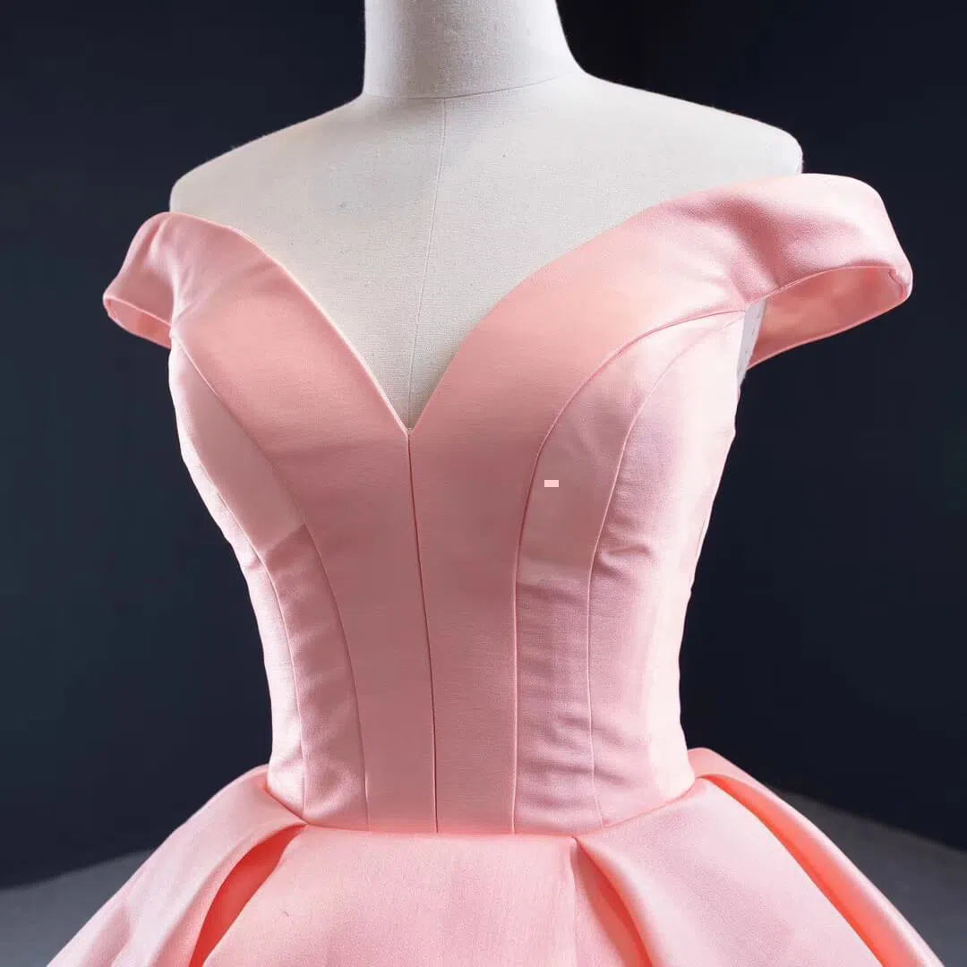 Pink Ombre Ball Gown Quince Dresses Red 3D Flower, Off the Shoulder Princess Dress FD1142-prom dresses 2025 -Viniodress-Pink-US 2-