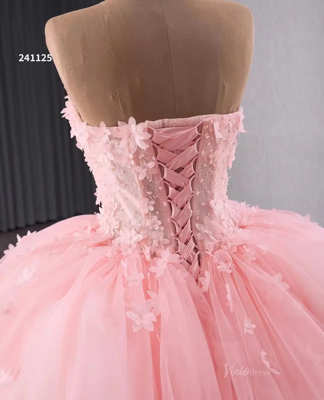 Pink Petal Wedding Dresses Ethereal Strapless Quinceanera Dresses Layered 241125-Quinceanera Dresses 2025 -Viniodress-Pink-Custom Size-