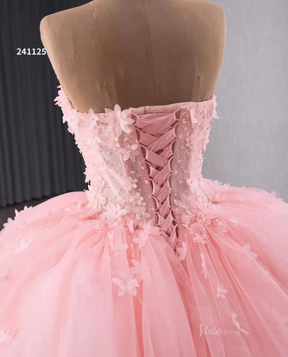 Pink Petal Wedding Dresses Ethereal Strapless Quinceanera Dresses Layered 241125-Quinceanera Dresses 2025 -Viniodress-Pink-Custom Size-