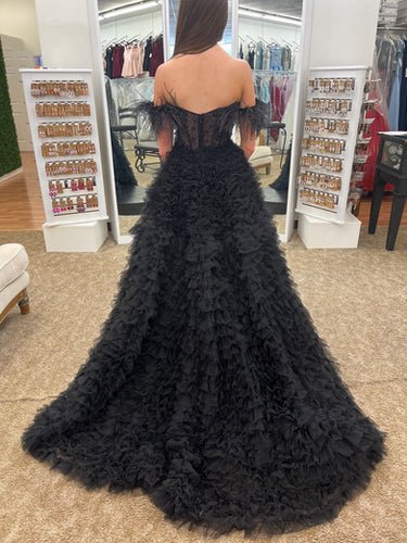 Pink Ruffle Formal Dress Feather Layered Prom Dresses FD2976-prom dresses 2025 -Viniodress-Pink-Custom Size-