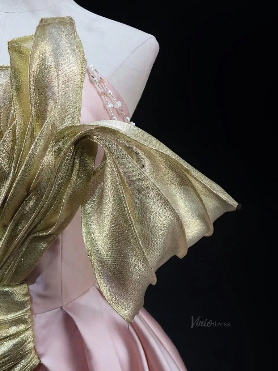 Pink Satin Prom Dresses with Overlay, Sweetheart Neck, Strapless Quinceanera Dresses SU046-prom dresses 2025 -Viniodress-Pink-Custom Size-