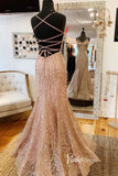 Pink Sequin Prom Dresses Mermaid Spaghetti Strap Evening Dress FD3309-prom dresses-Viniodress-Viniodress