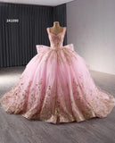 Pink Sparkly Lace Applique Beaded Wedding Gowns Tiered Layered Quince Dress 241090-Quinceanera Dresses-Viniodress-Viniodress