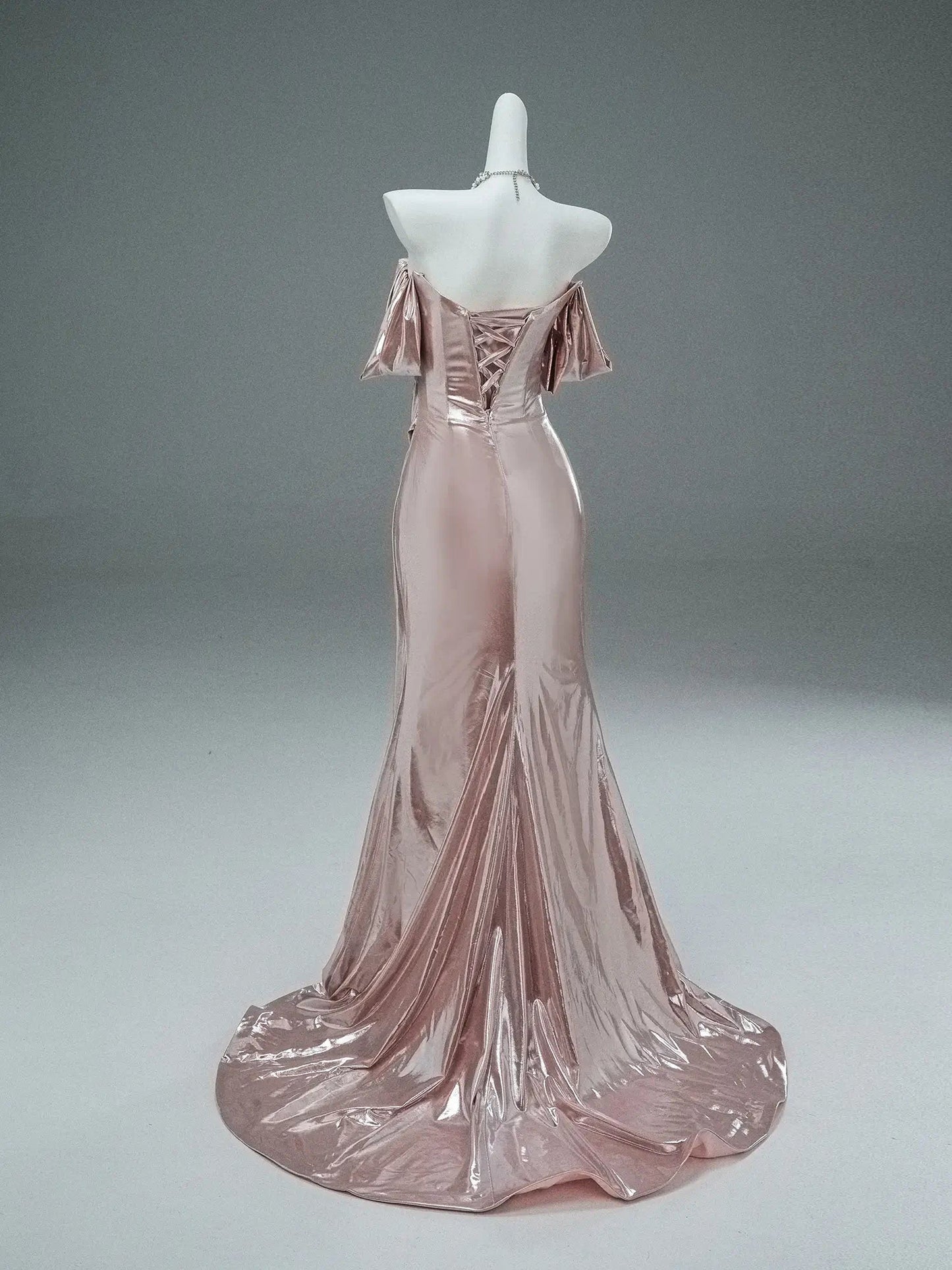 Pink Sparkly Satin Prom Dresses Off the Shoulder Formal Dress - CQ0122-Couture Gown 2025 -Viniodress-Pink-Custom Size-