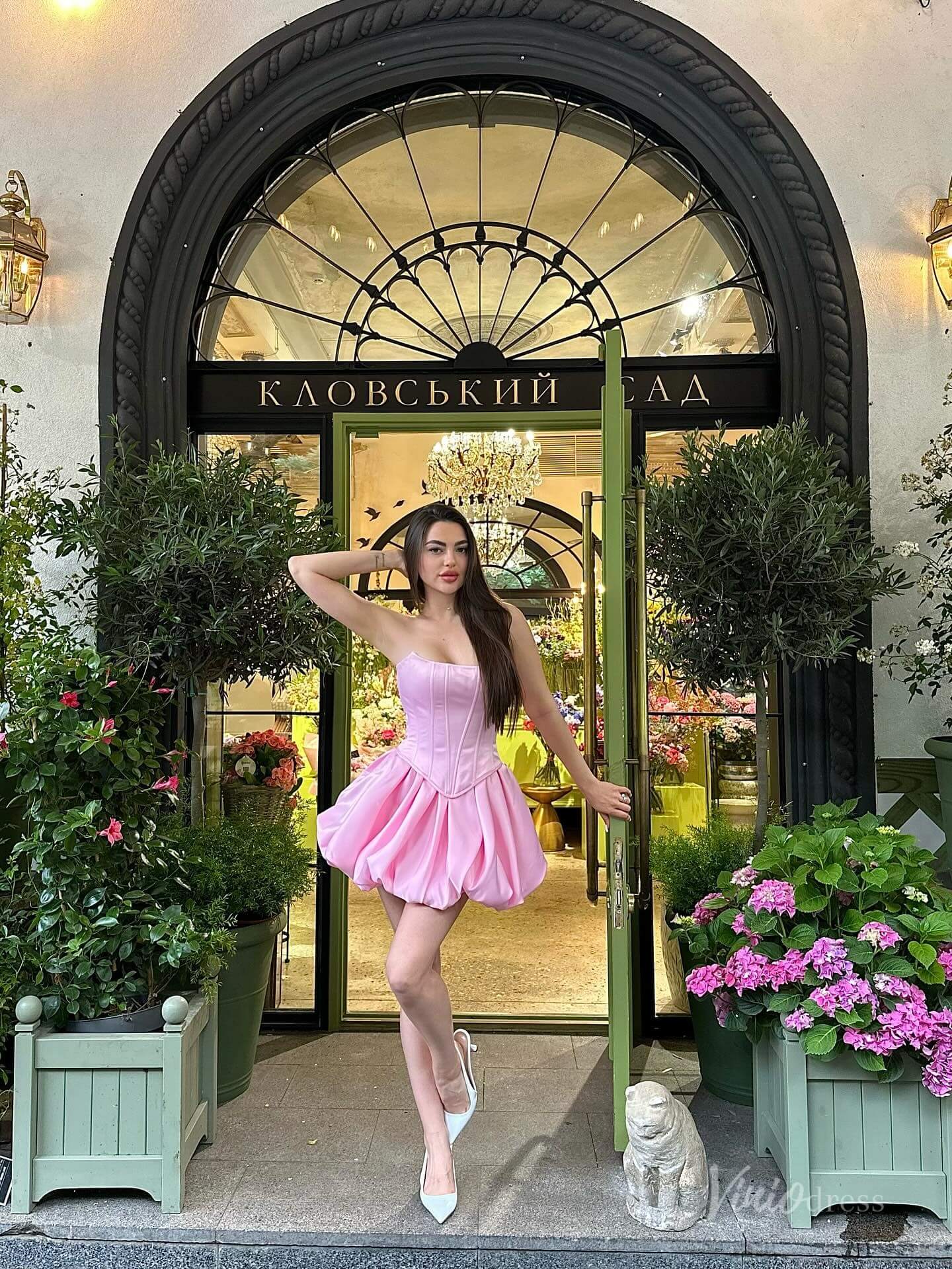 Pink Strapless Bubble Hem Homecoming Dress with Corset Bodice and Lace-Up Back – H1146-Homecoming Dresses 2025 -Viniodress-Pink-Custom Size-