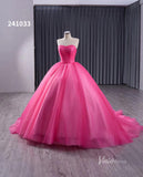 Pink Strapless Ruffled Wedding Dresses Removable Overskirt Quinceanera Dress 241033-Quinceanera Dresses-Viniodress-Viniodress