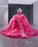 Pink Strapless Ruffled Wedding Dresses Removable Overskirt Quinceanera Dress 241033-Quinceanera Dresses-Viniodress-Viniodress