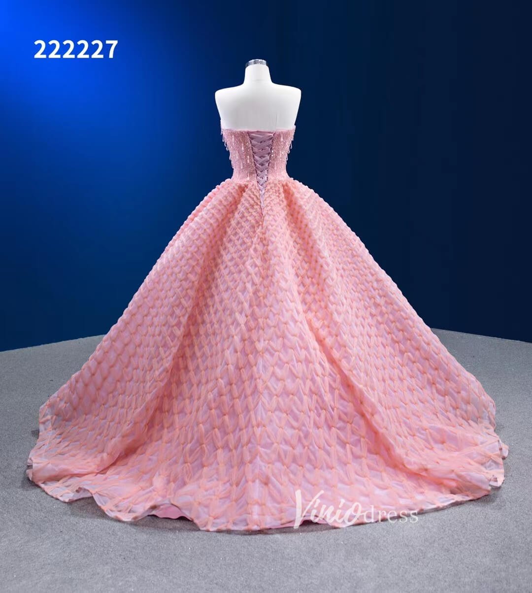 Pink Sweet 16 Dresses Braided Tulle Ball Gown Quince Dress 222227-Quinceanera Dresses 2025 -Viniodress-Pink-Custom Size-