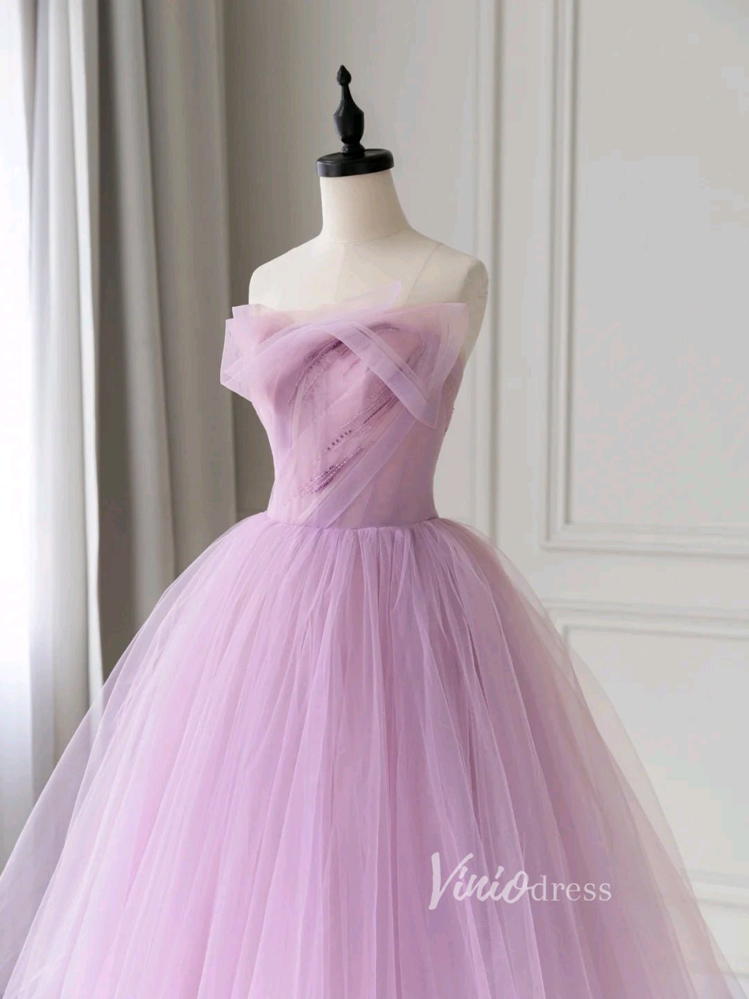 Pink Tulle Prom Dresses Mid-Length Strapless Homecoming Dress FD3225-prom dresses 2025 -Viniodress-Pink-Custom Size-