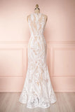 Plunging V-neck Sheath Lace Wedding Dress VW1002-wedding dresses-Viniodress-Viniodress