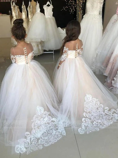Pretty Dress for Kids Cute Princess Champagne Flower Girl Dresses with Bow GL1031B-flower girl dresses 2025 -Viniodress-Champagne-Custom Size-