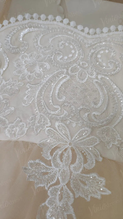 Pretty Dress for Kids Cute Princess Champagne Flower Girl Dresses with Bow GL1031B-flower girl dresses 2025 -Viniodress-Champagne-Custom Size-