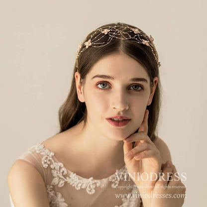 Pretty Pink Flowers Hair Vine AC1106-Headpieces 2025 -Viniodress-Headband-