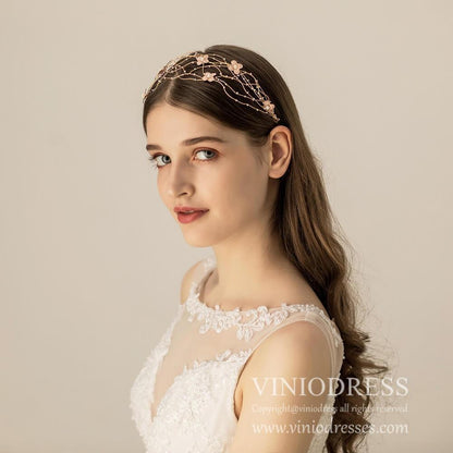 Pretty Pink Flowers Hair Vine AC1106-Headpieces 2025 -Viniodress-Headband-