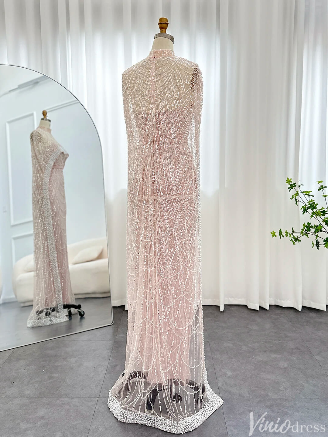 Prom Dress 2025 2 in 1 Beaded 20s Evening Gowns Gatsby Wedding Guest Dresses with Cape 20201-unique prom dresses-Sage-US 2-Viniodress