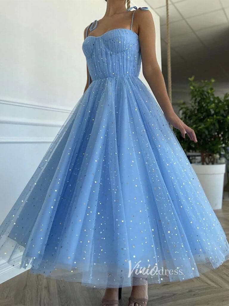 Short Prom Dresses 2025 Baby Blue Midi Long Prom Dress Starry Maxi Dress FD2659-prom dresses-Viniodress-Light Blue-Custom Size-Viniodress