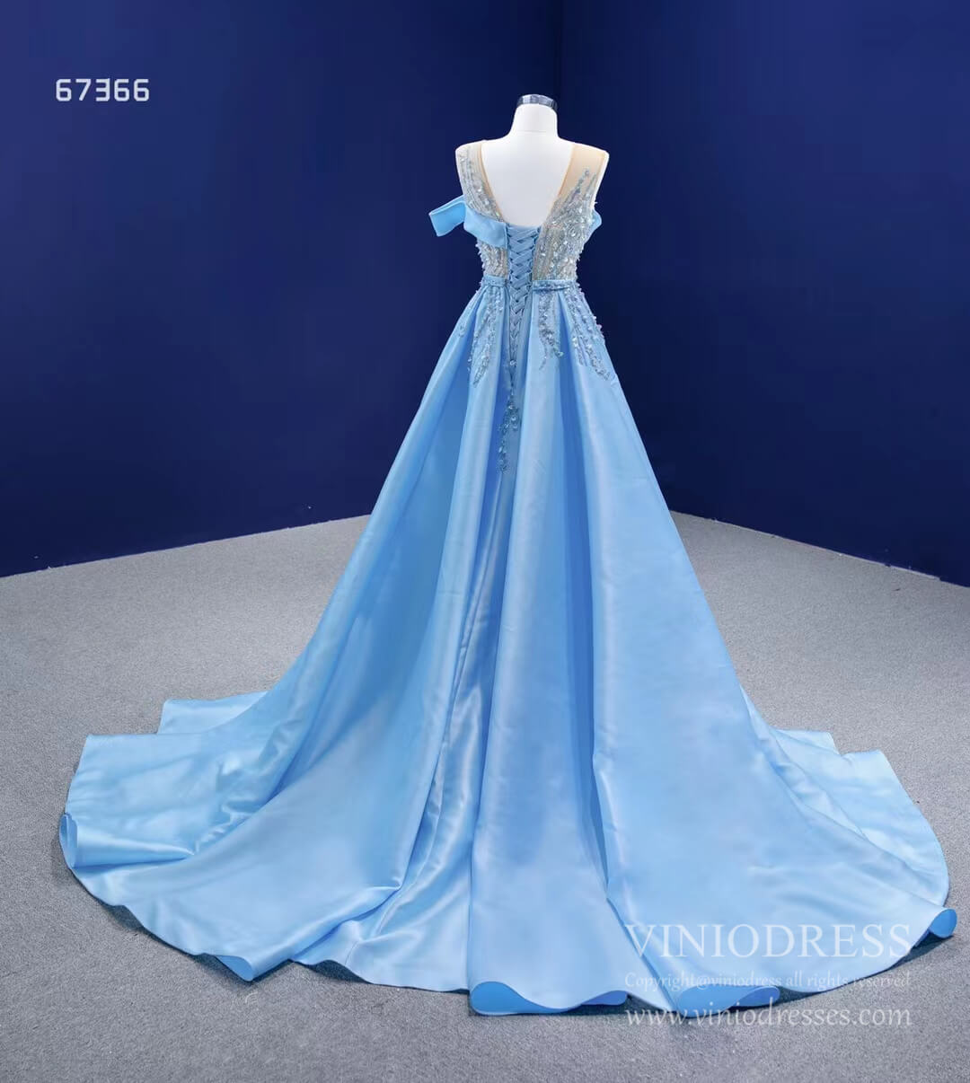 Prom Dress 2025 Beaded Baby Blue Overskirt Prom Dresses 2022 VINIODRESS viniodress-unique prom dresses-Light Blue-Custom Size-Viniodress