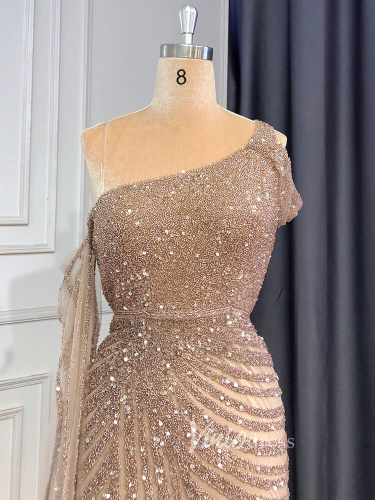 Prom Dress 2025 Beaded Prom Dressses Watteau Train Cape Pageant Evening Dress 20002-unique prom dresses-As Picture-US 2-Viniodress