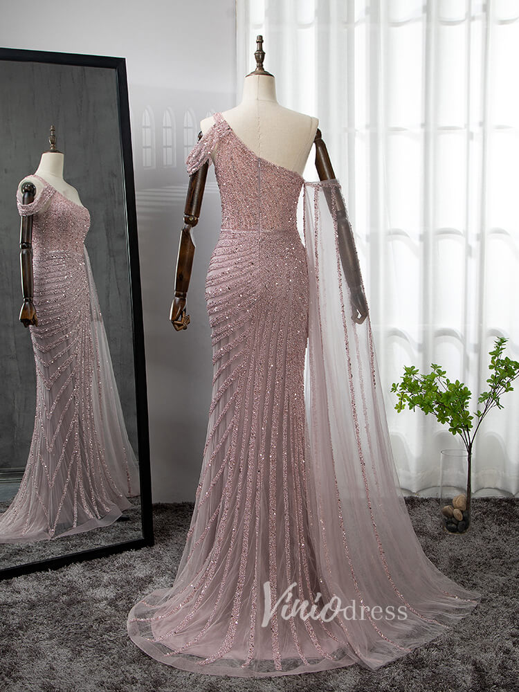 Prom Dress 2025 Beaded Prom Dressses Watteau Train Cape Pageant Evening Dress 20002-unique prom dresses-As Picture-US 2-Viniodress